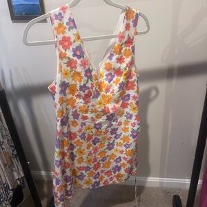 Floral cotton/linen Sleeveless Dress
